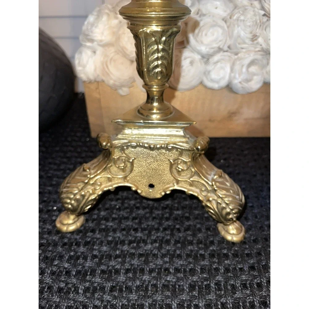 Vintage Pair Of 2 Ornate Tall Brass‎ Candle Holders 20